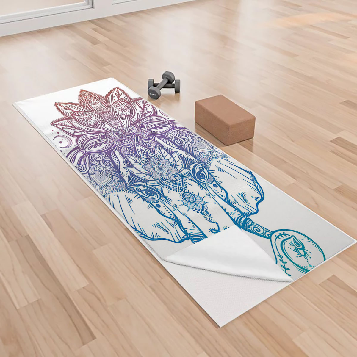 Boho Mandala Elephant Yoga Towels