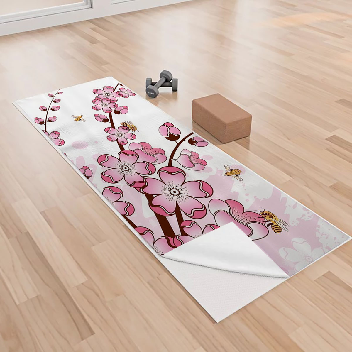 Pretty Cherry Blossom Yoga Towels