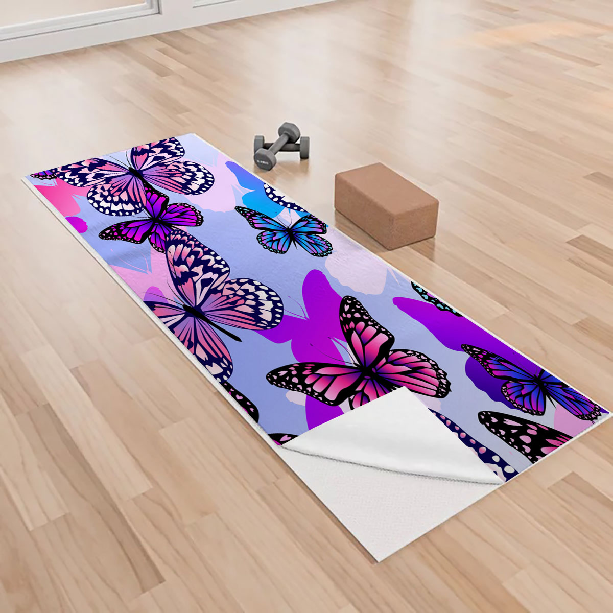 Purple Butterfly Yoga Towels