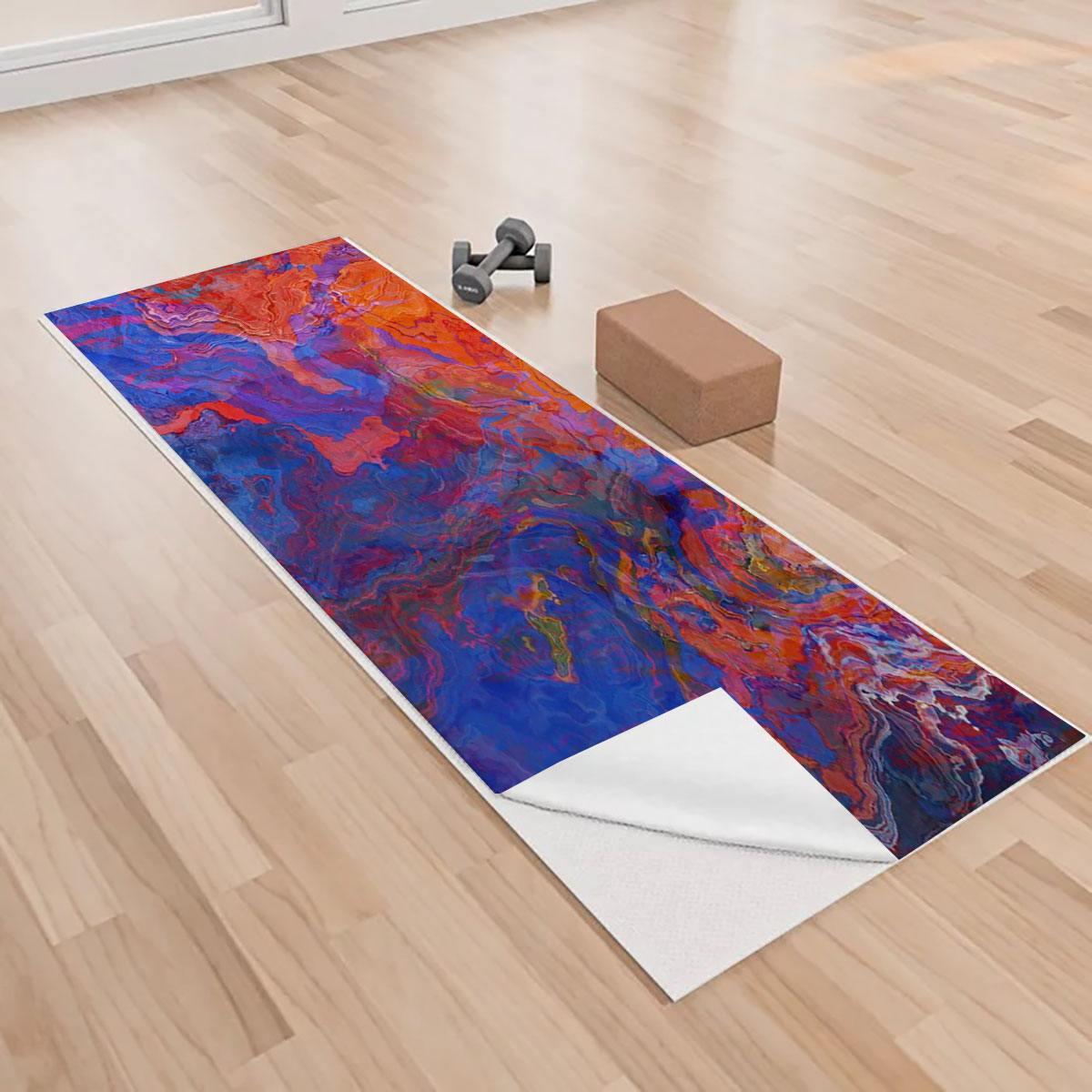 Red And Blue Abstract Yoga Towels