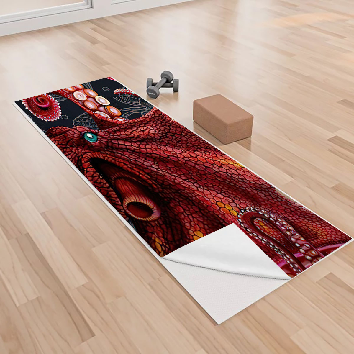 Red Monster Octopus Yoga Towels