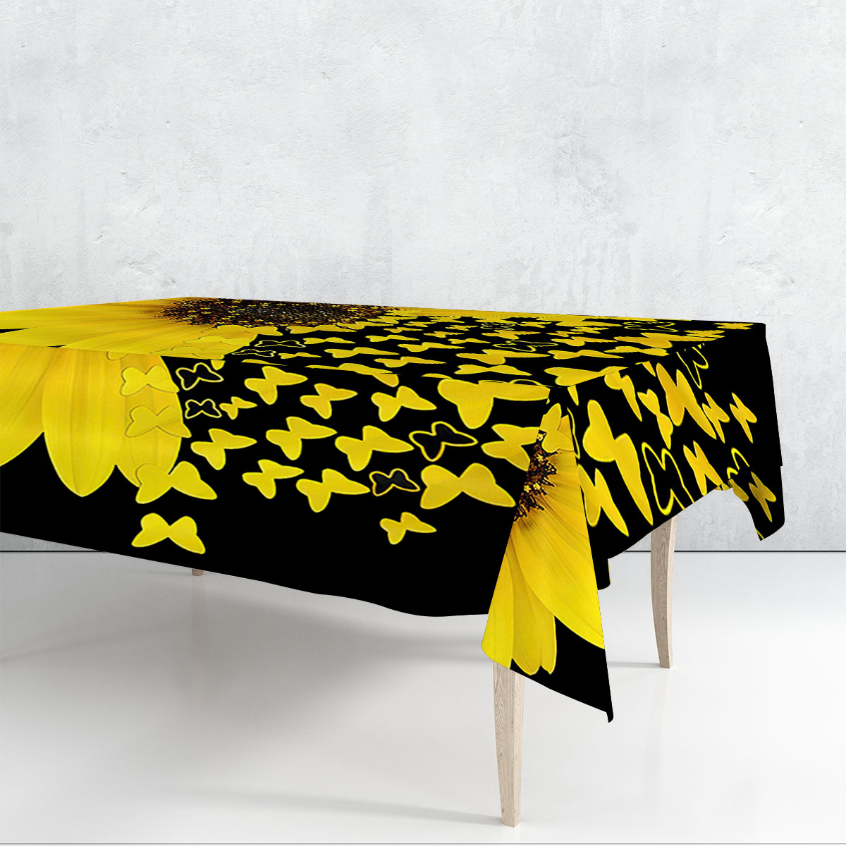 Butterfy And Nature Sunflower Rectangle Tablecloth