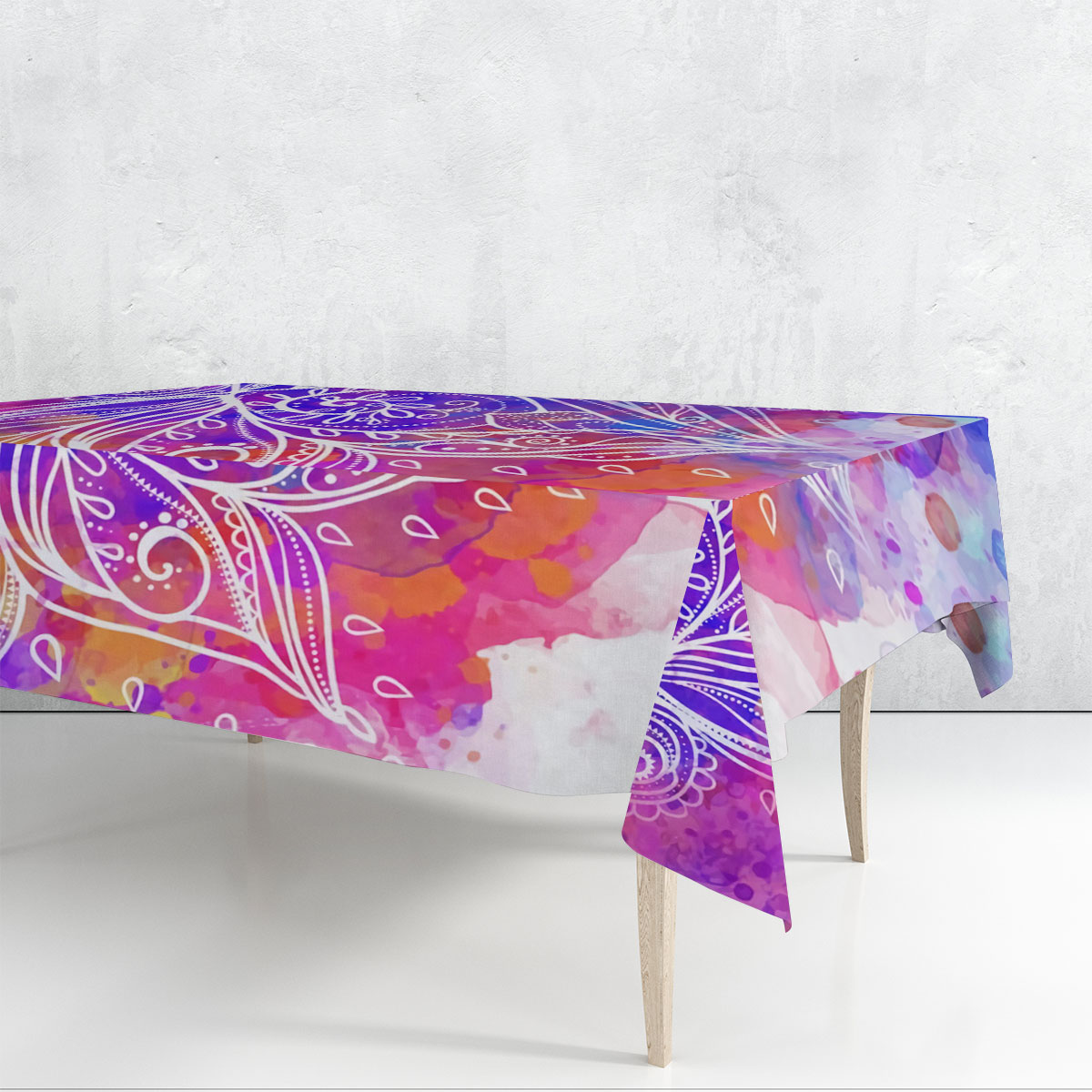Colorful Boho Lotus Rectangle Tablecloth