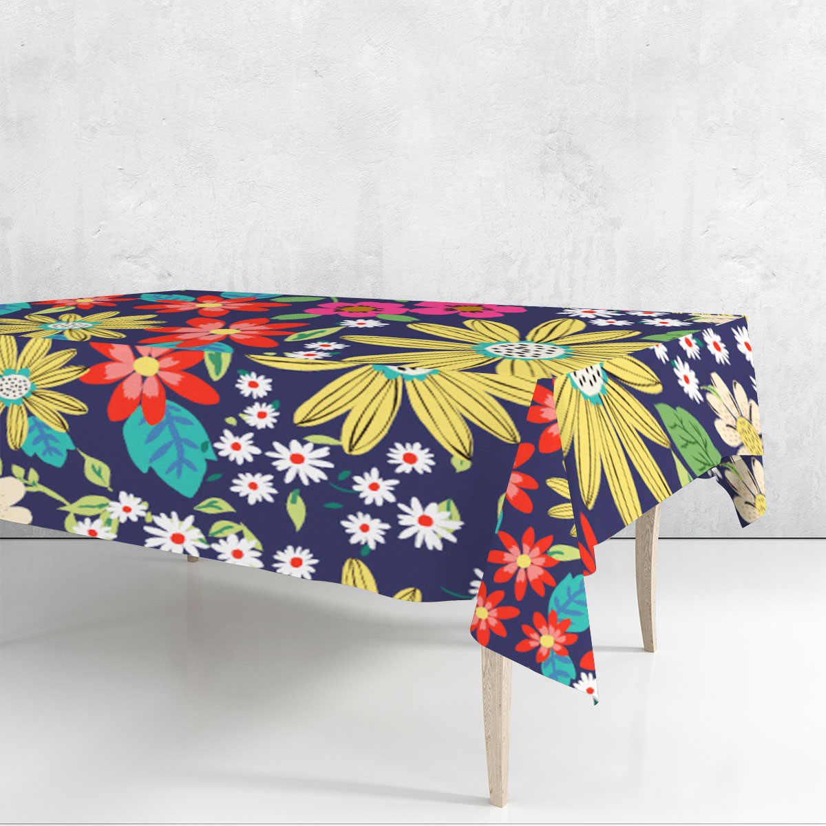 Colorful Daisy Rectangle Tablecloth