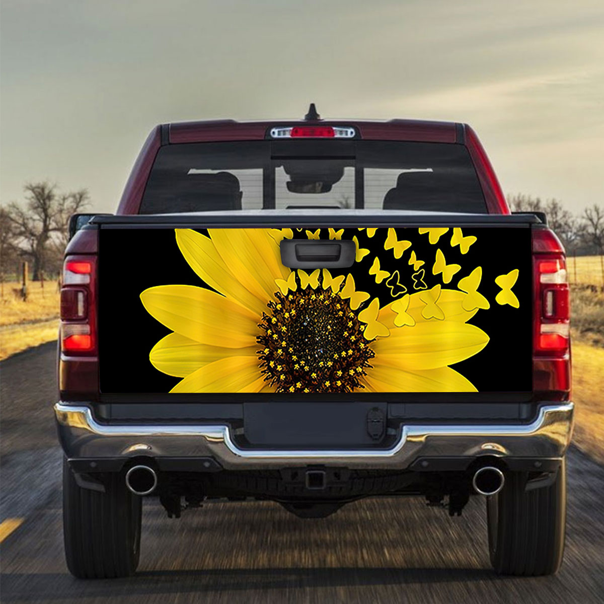 Butterfy And Nature Sunflower Truck Bed Decal