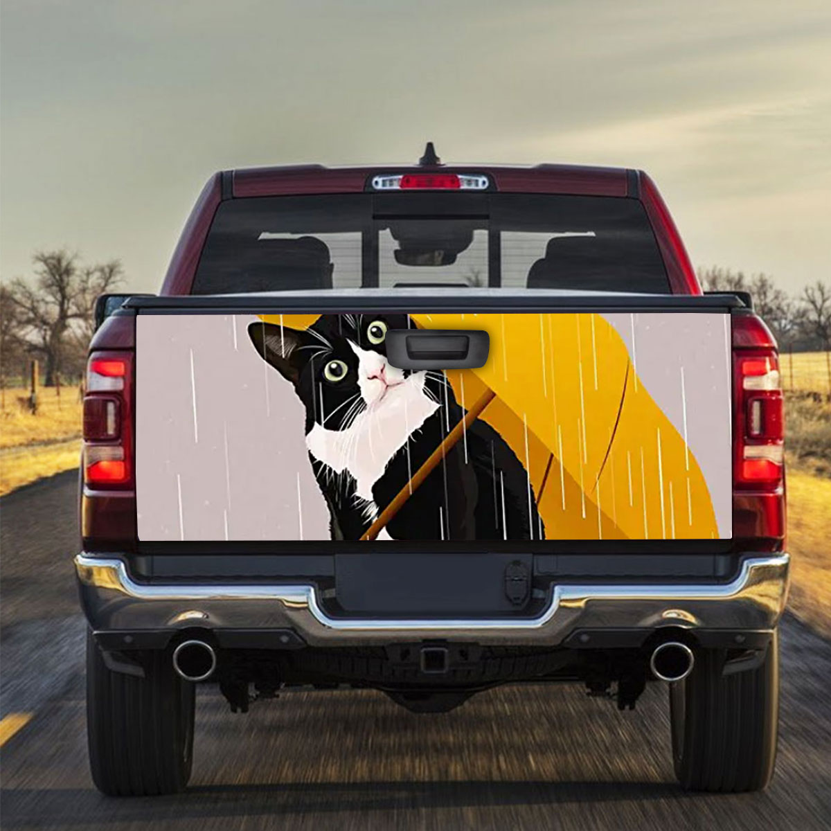 Cat With Umbrella Truck Bed Decal