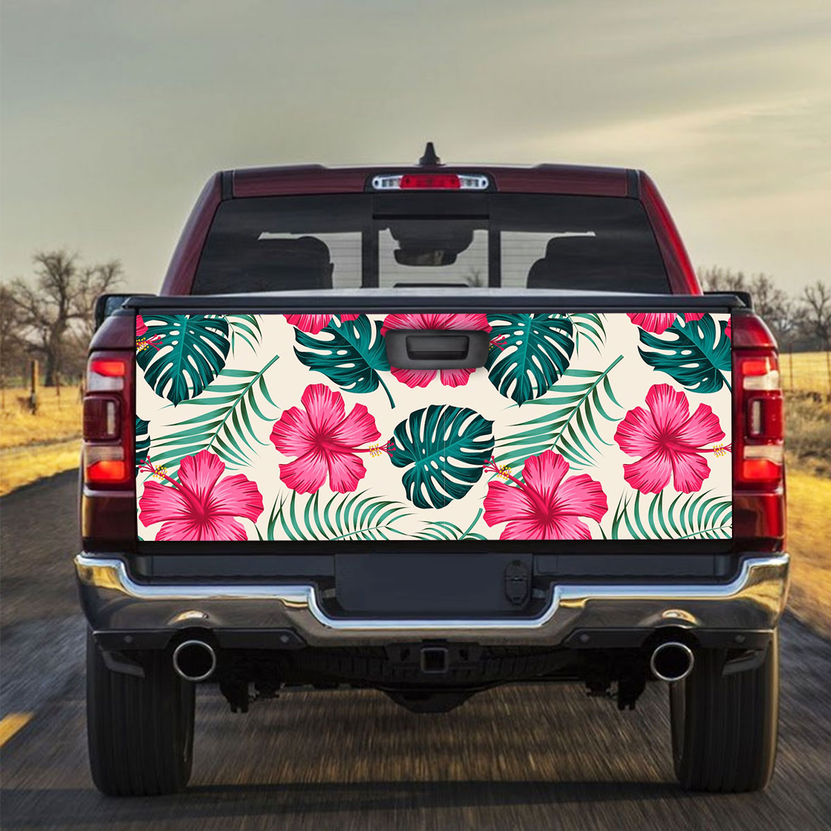 Classic Tropical Pink Hibiscus Truck Bed Decal