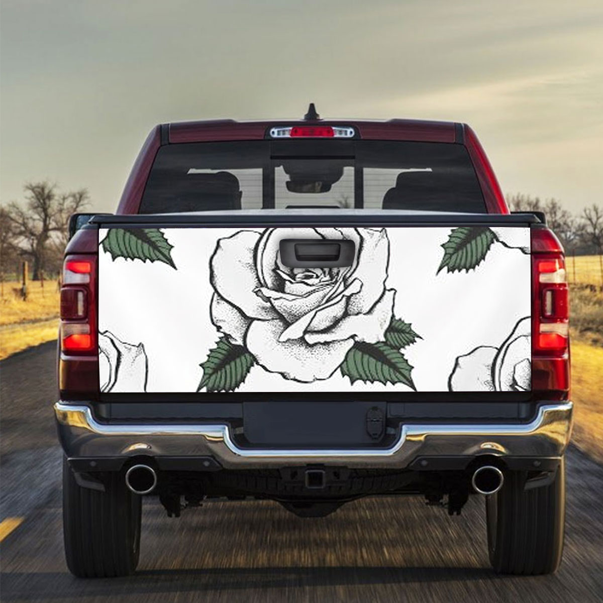 Classic White Rose Truck Bed Decal