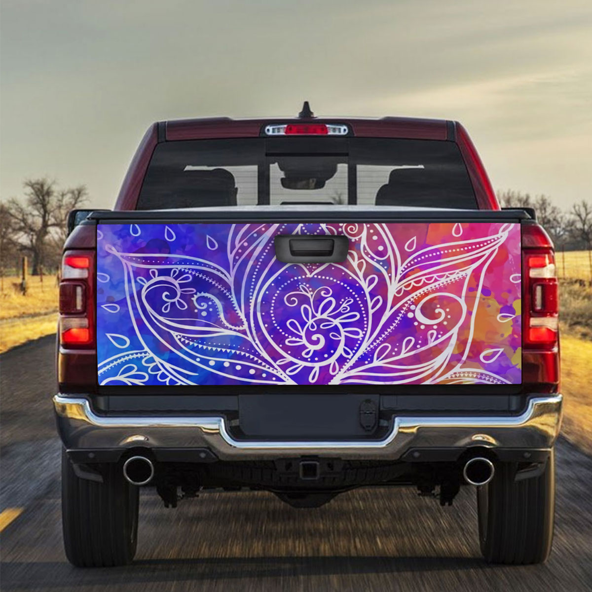 Colorful Boho Lotus Truck Bed Decal