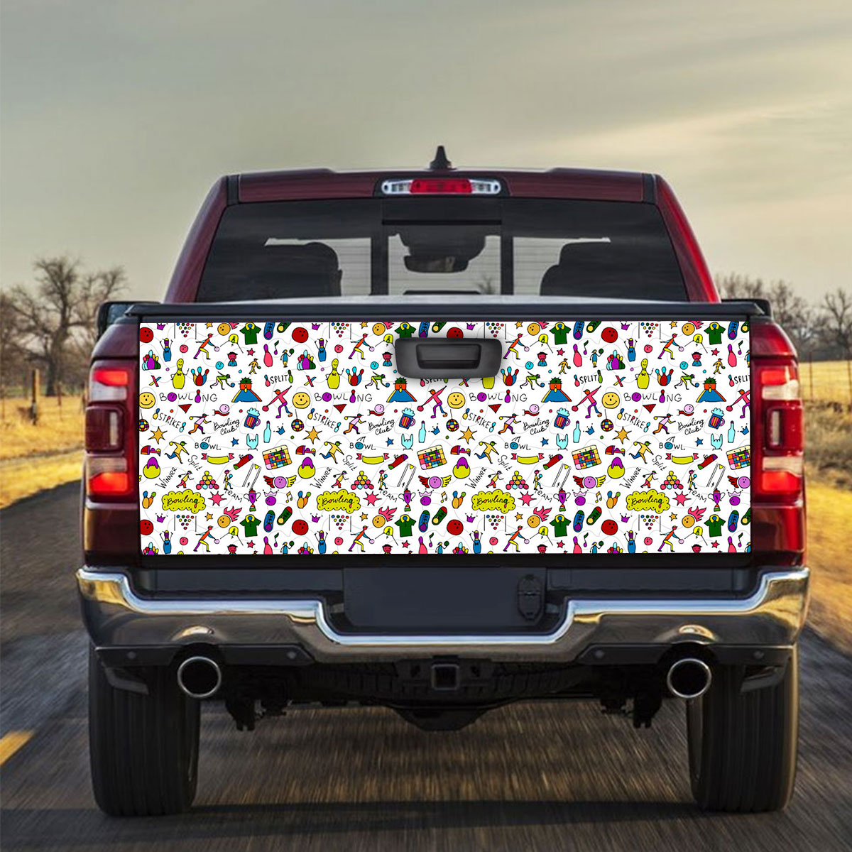 Colorful Bowling Strike Truck Bed Decal