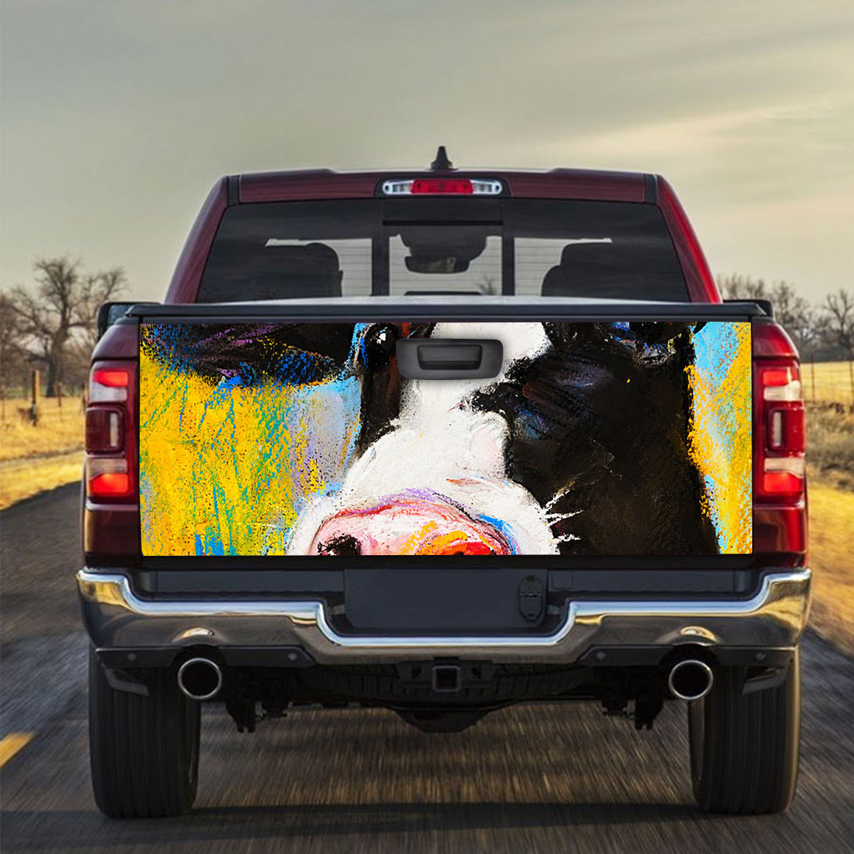 Colorful Cow Truck Bed Decal