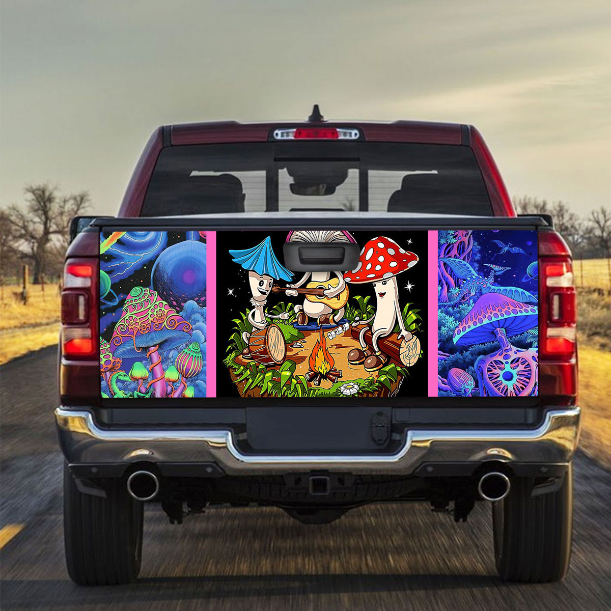 Colorful Hippie Mushroom Truck Bed Decal