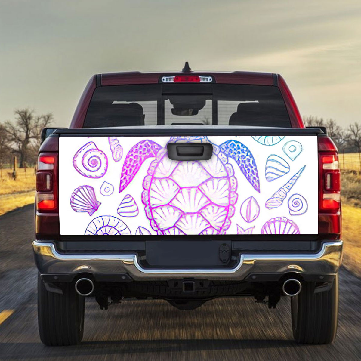 Colorful Marine Turtle Truck Bed Decal