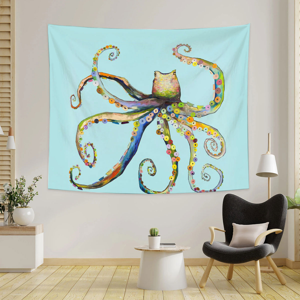 Bright Octopus Tapestry