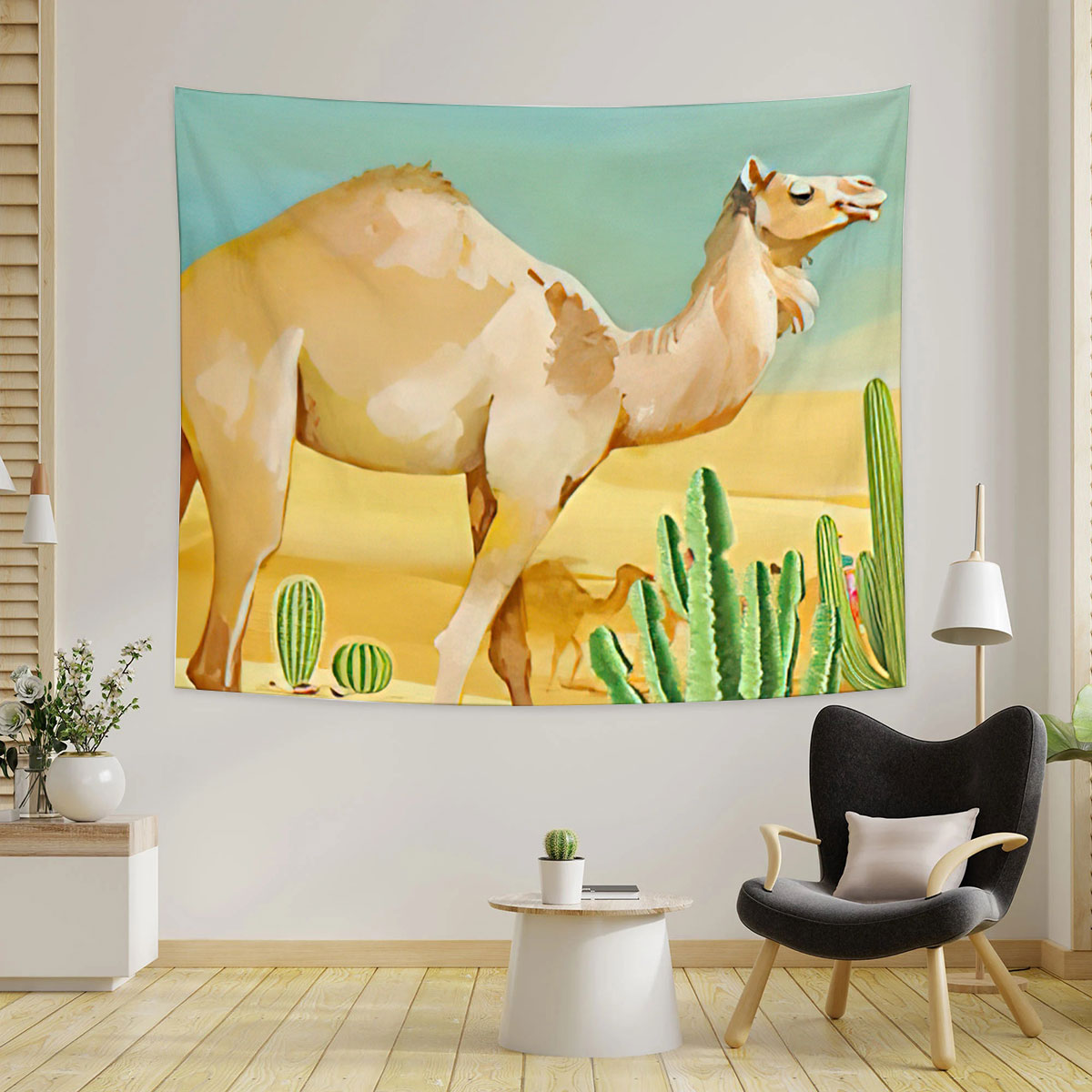 Cactus Camel Desert Tapestry