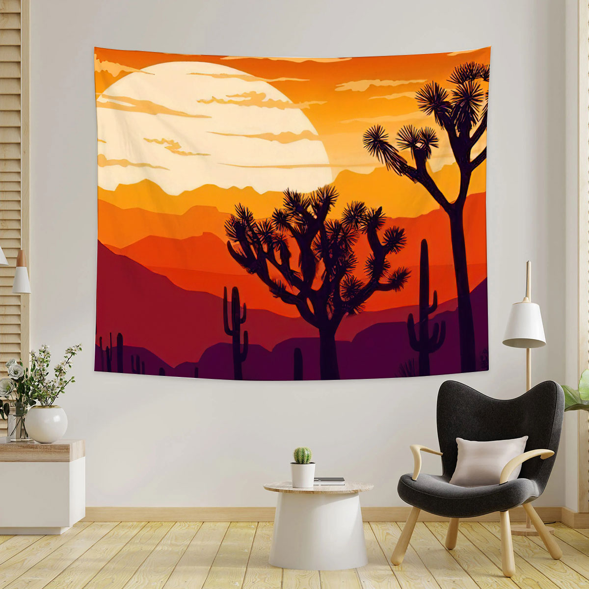 Cactus Sunset Sky Desert Tapestry
