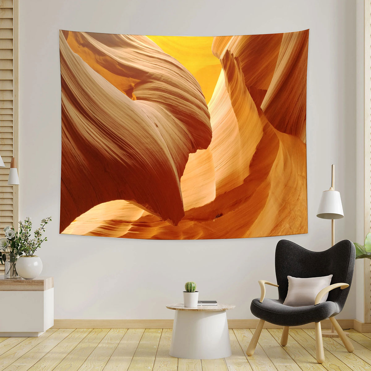Canyon with Light Rays Landscape Tapestry