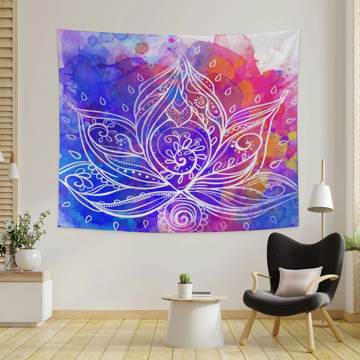 Colorful Boho Lotus Tapestry