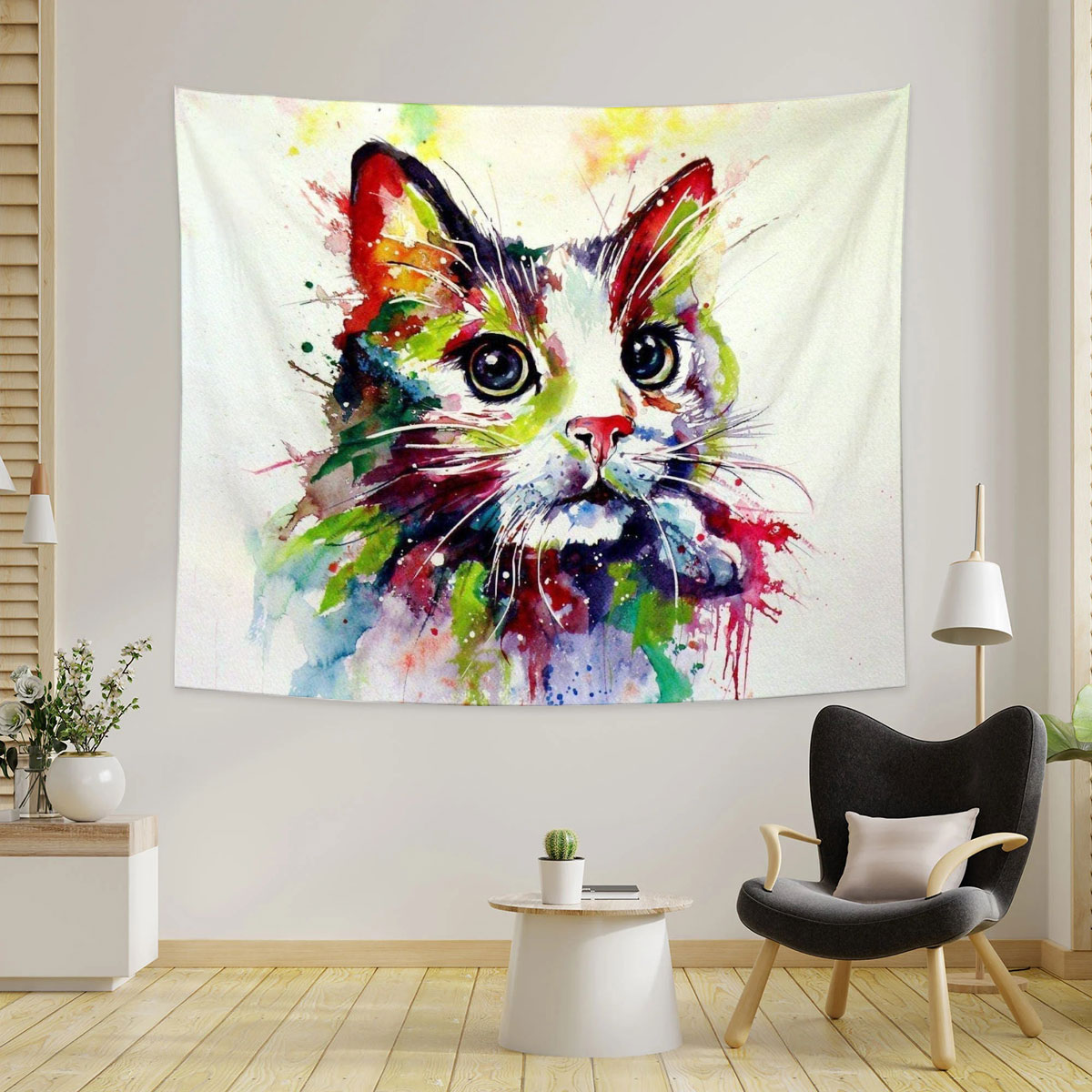 Colorful Cat Tapestry