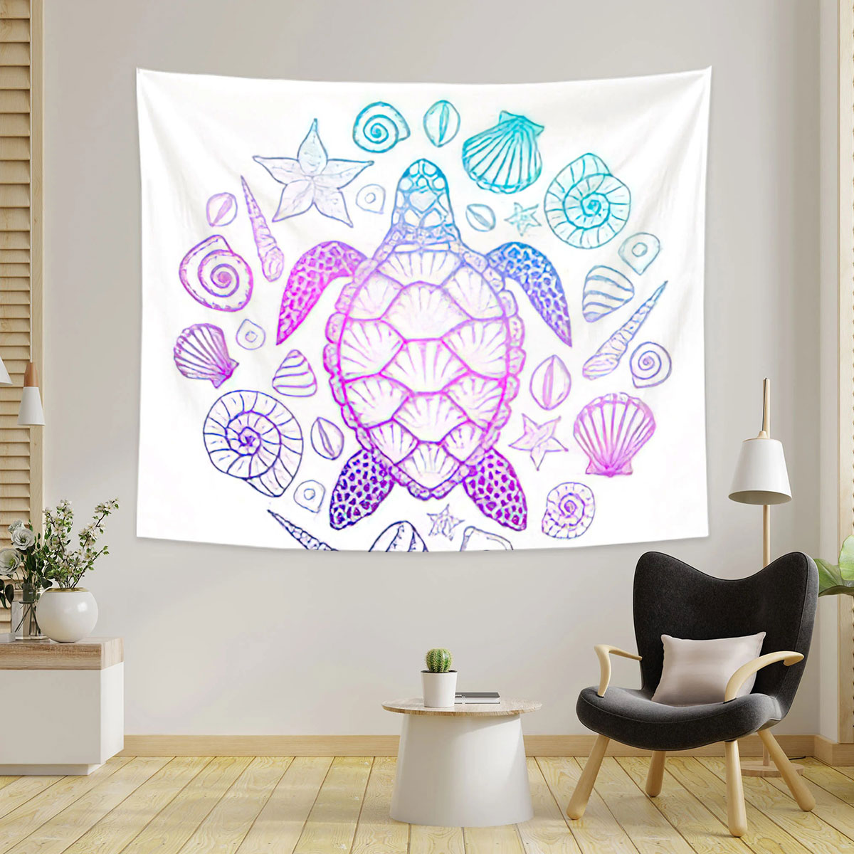 Colorful Marine Turtle Tapestry