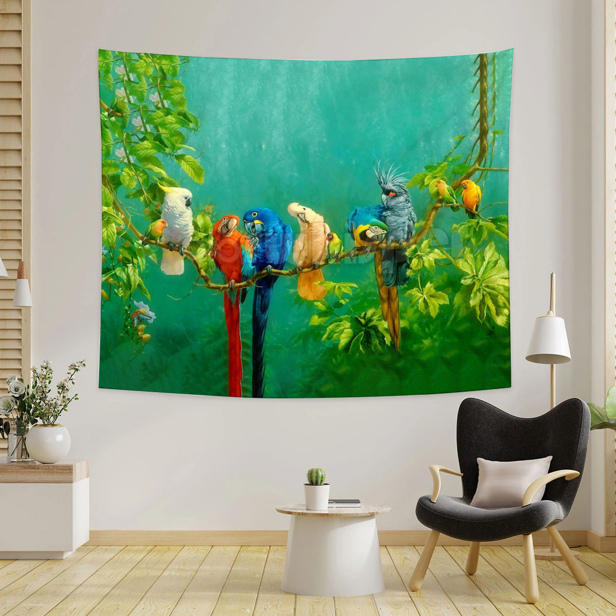 Colorful Parrot Bird Tapestry