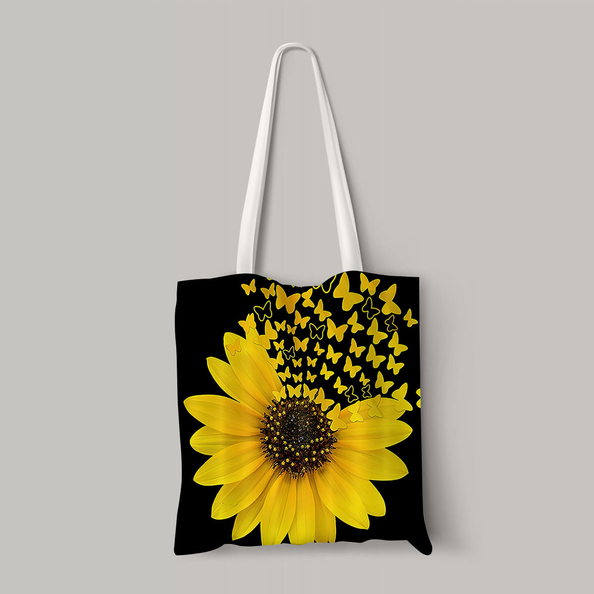 Butterfy And Nature Sunflower Totebag