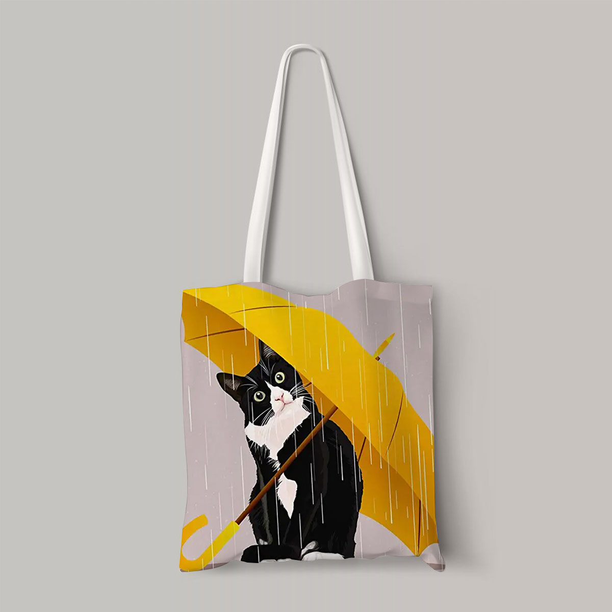 Cat With Umbrella Totebag