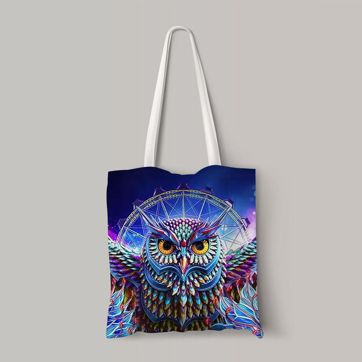 Colorful Diamond Owl Totebag