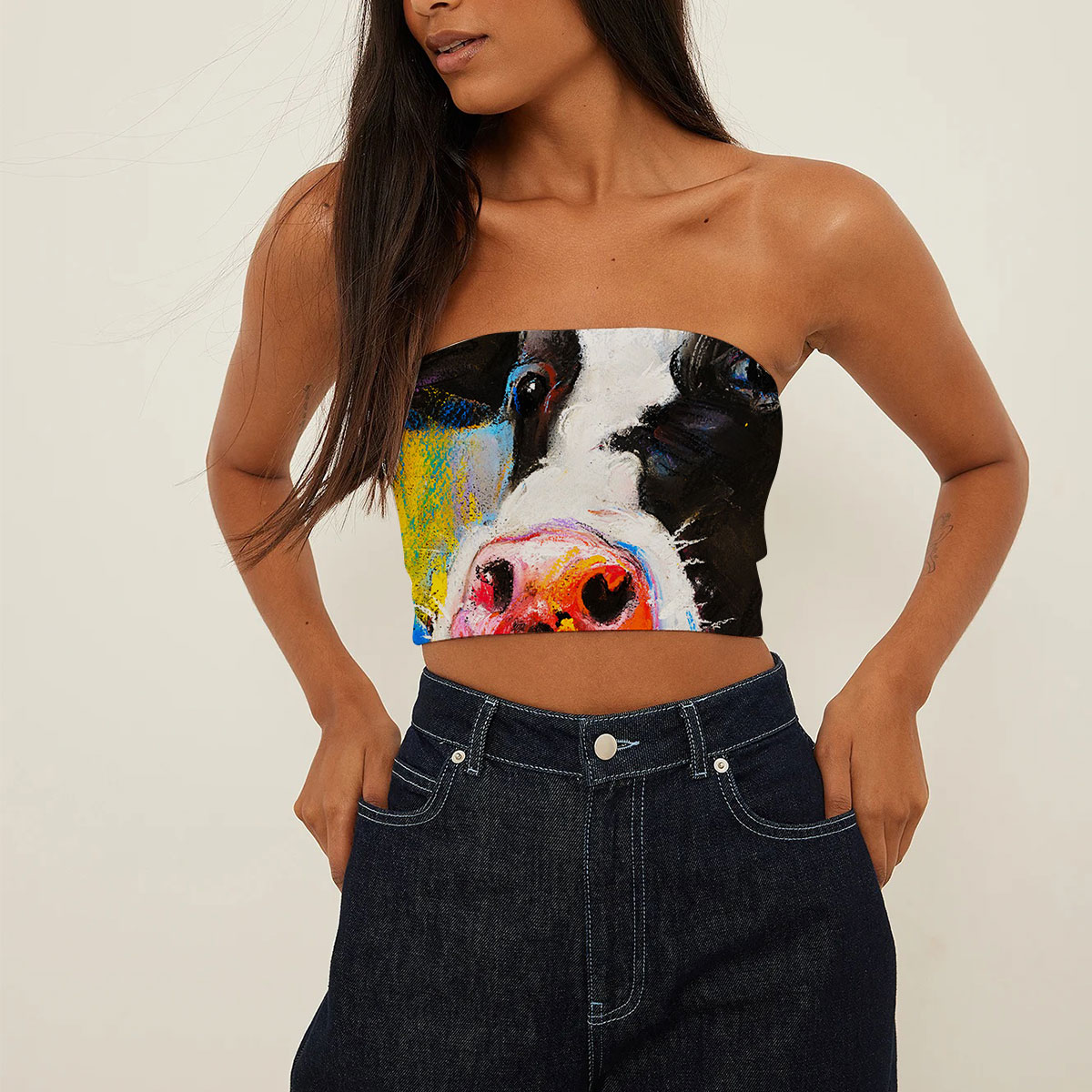 Colorful Cow Tube Top