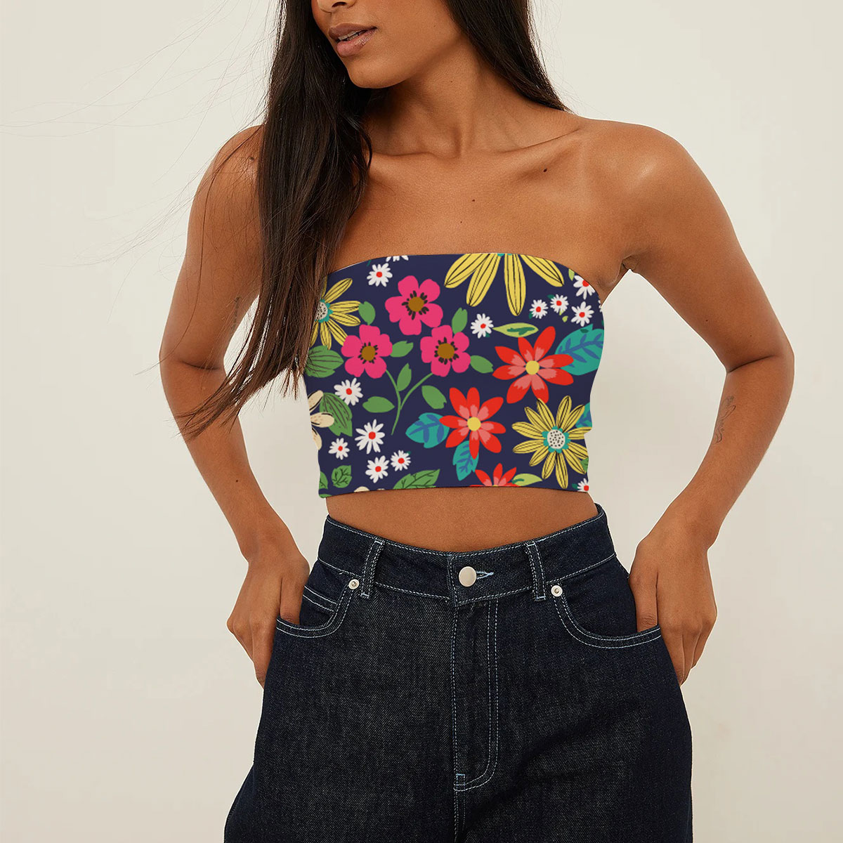 Colorful Daisy Tube Top