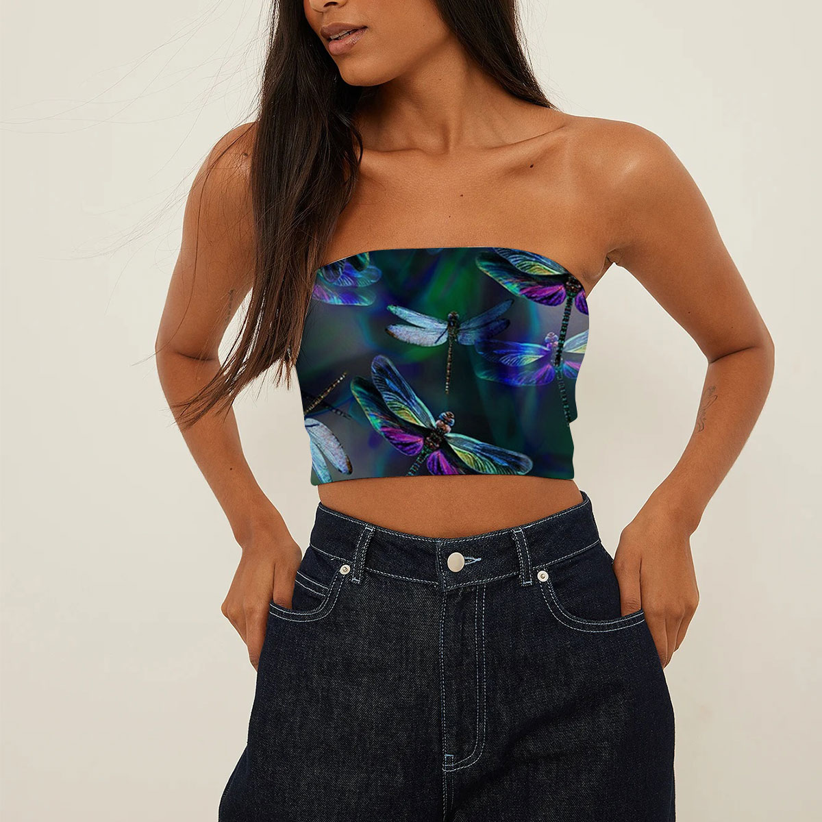 Colorful Dragonfly Tube Top