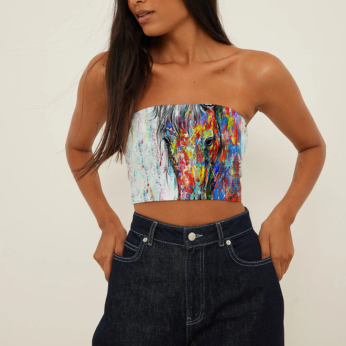 Colorful Horse Tube Top