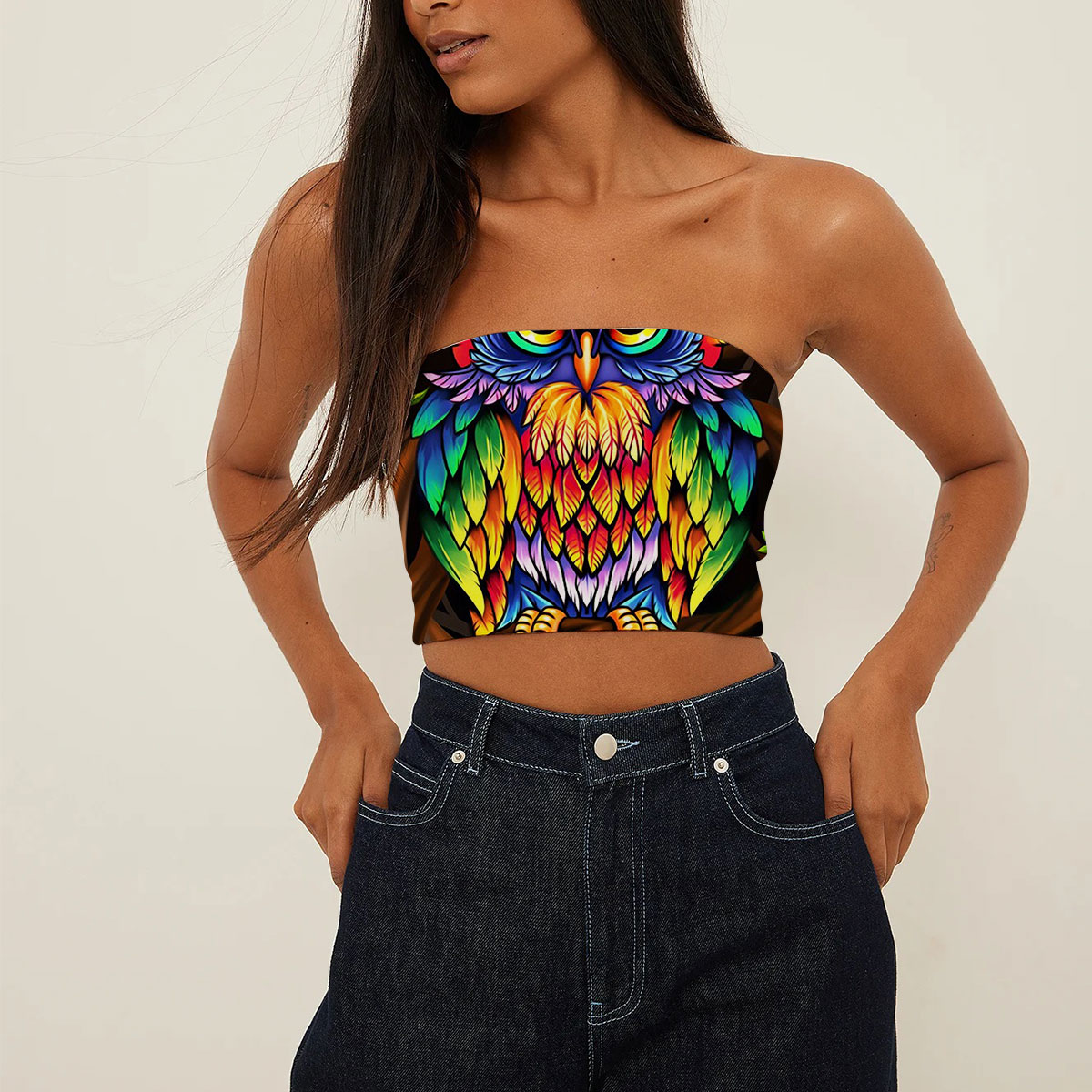 Colorful Owl Tube Top
