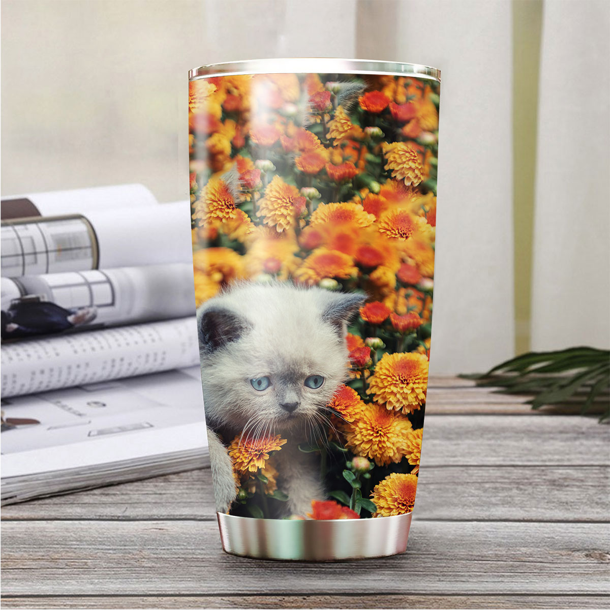 Cat And Flower Tumbler