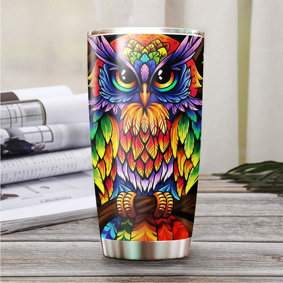 Colorful Owl Tumbler