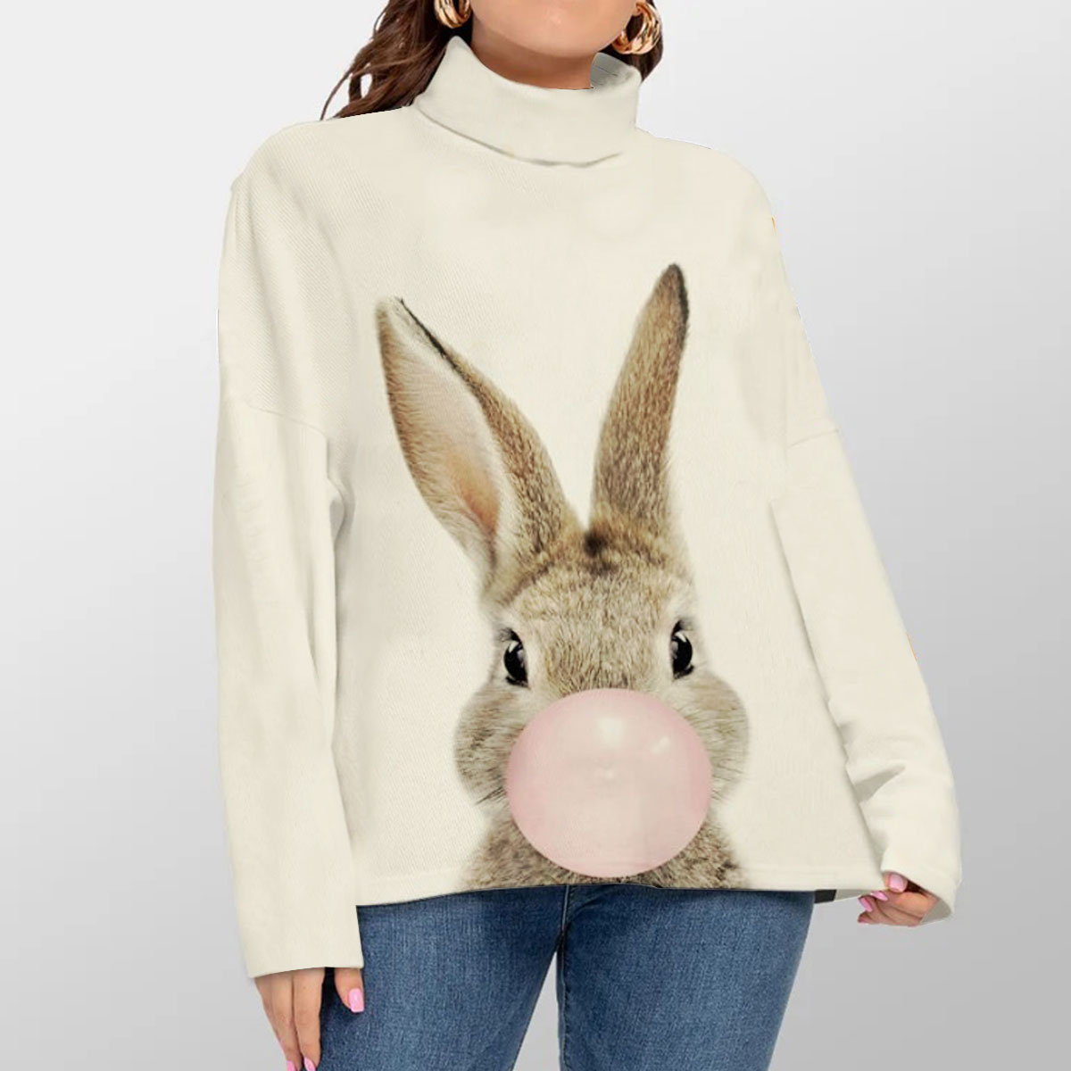 Bubblegum Bunny Turtleneck Sweater