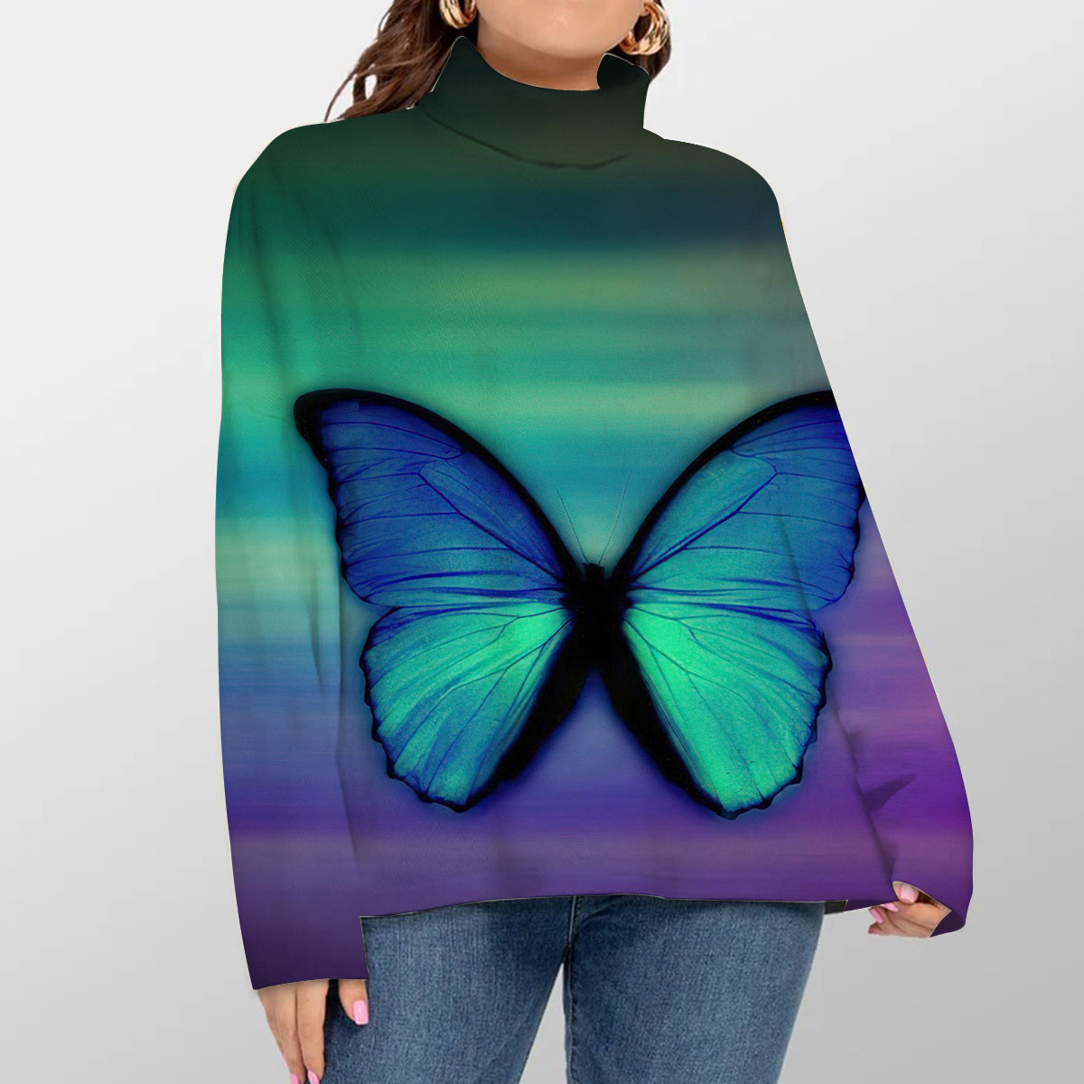 Butterfly At Night Turtleneck Sweater