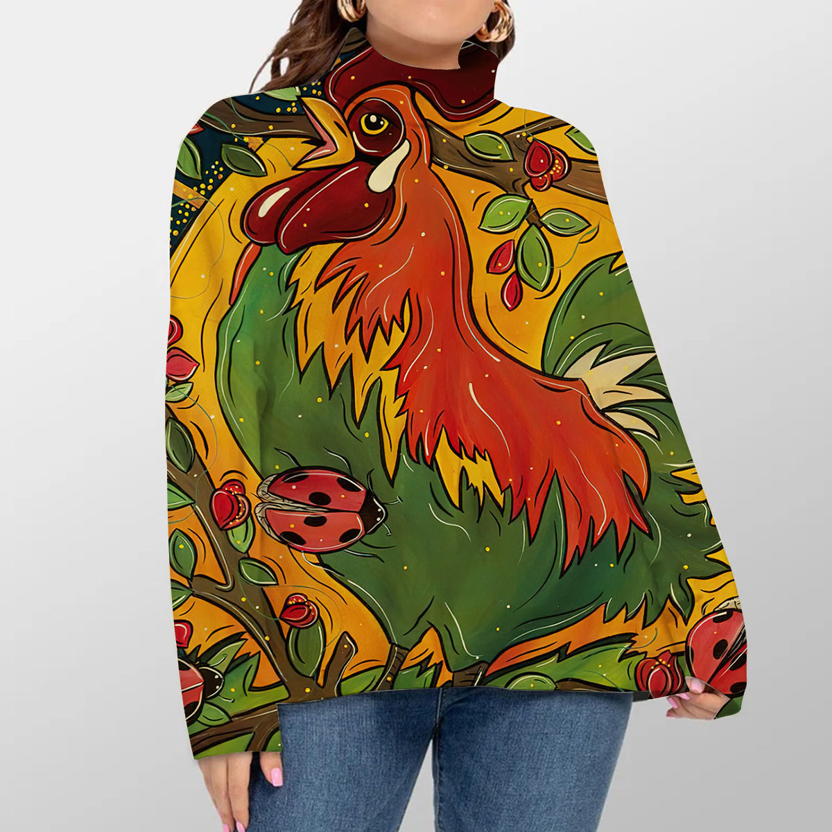 Chicken And Trees Turtleneck Sweater