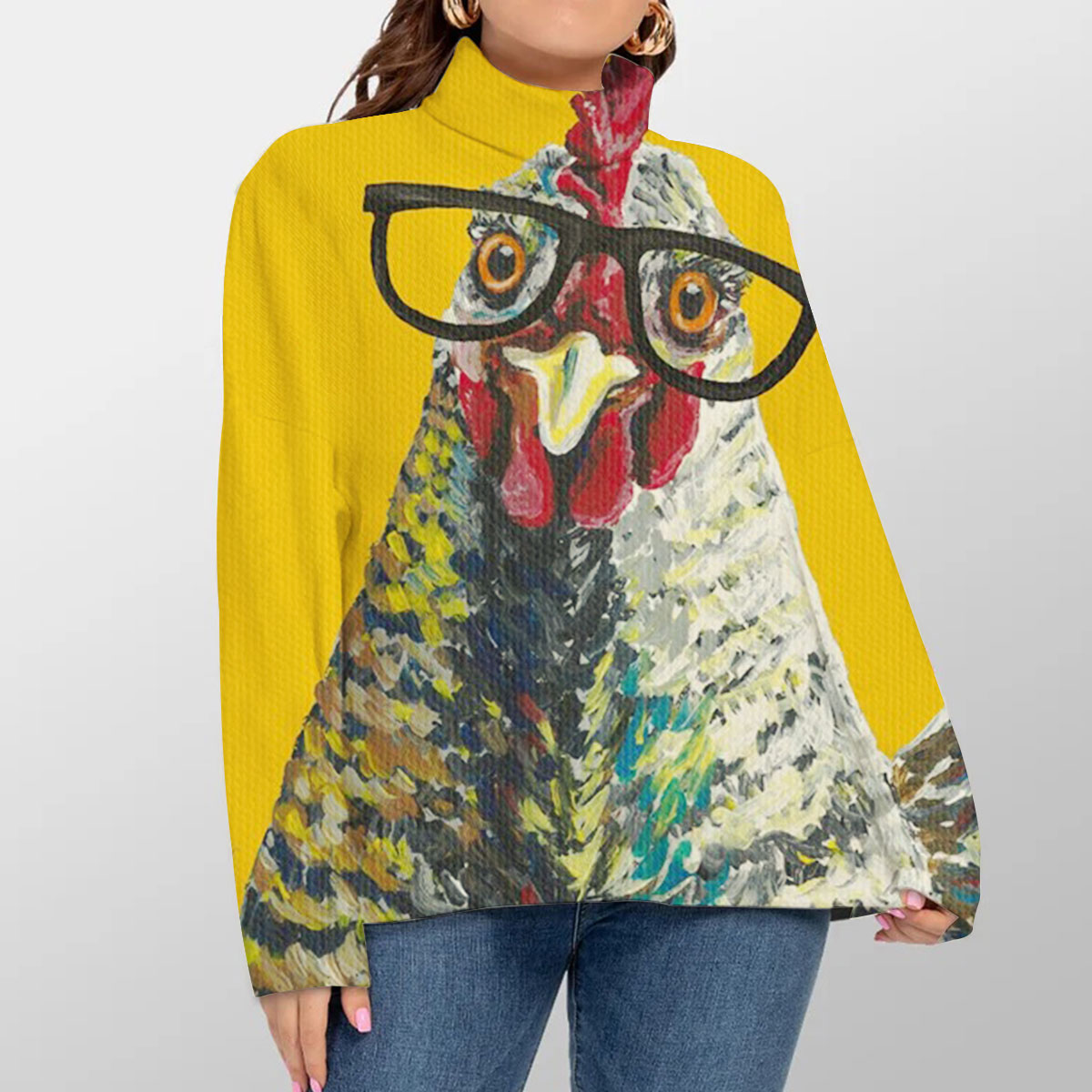 Chicken With Glasses Turtleneck Sweater