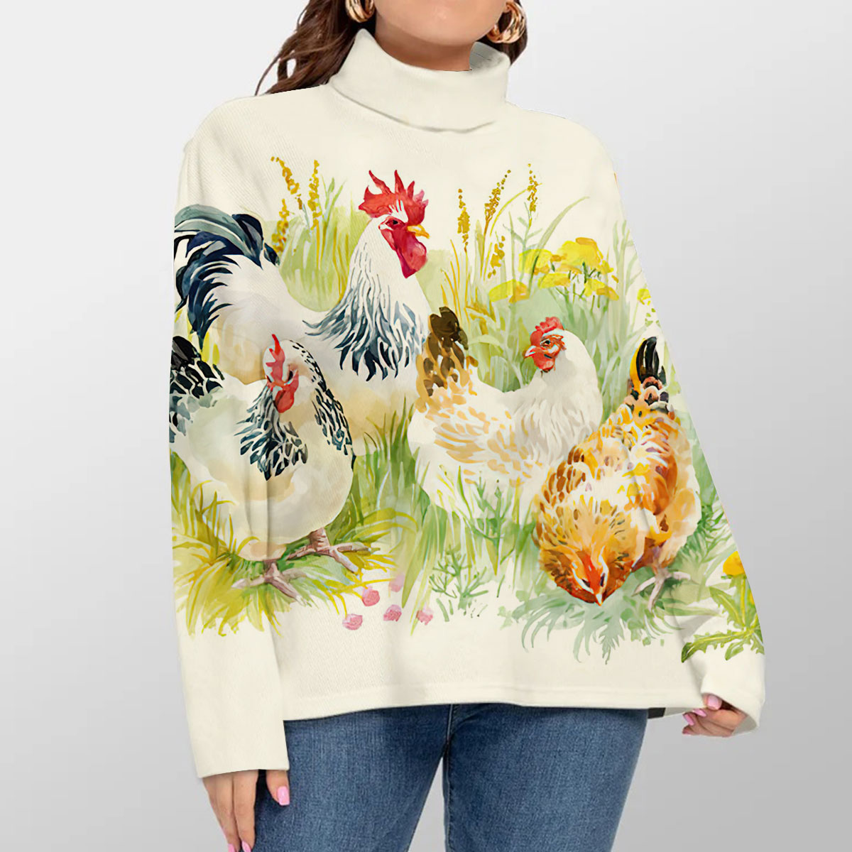 Chicken Turtleneck Sweater