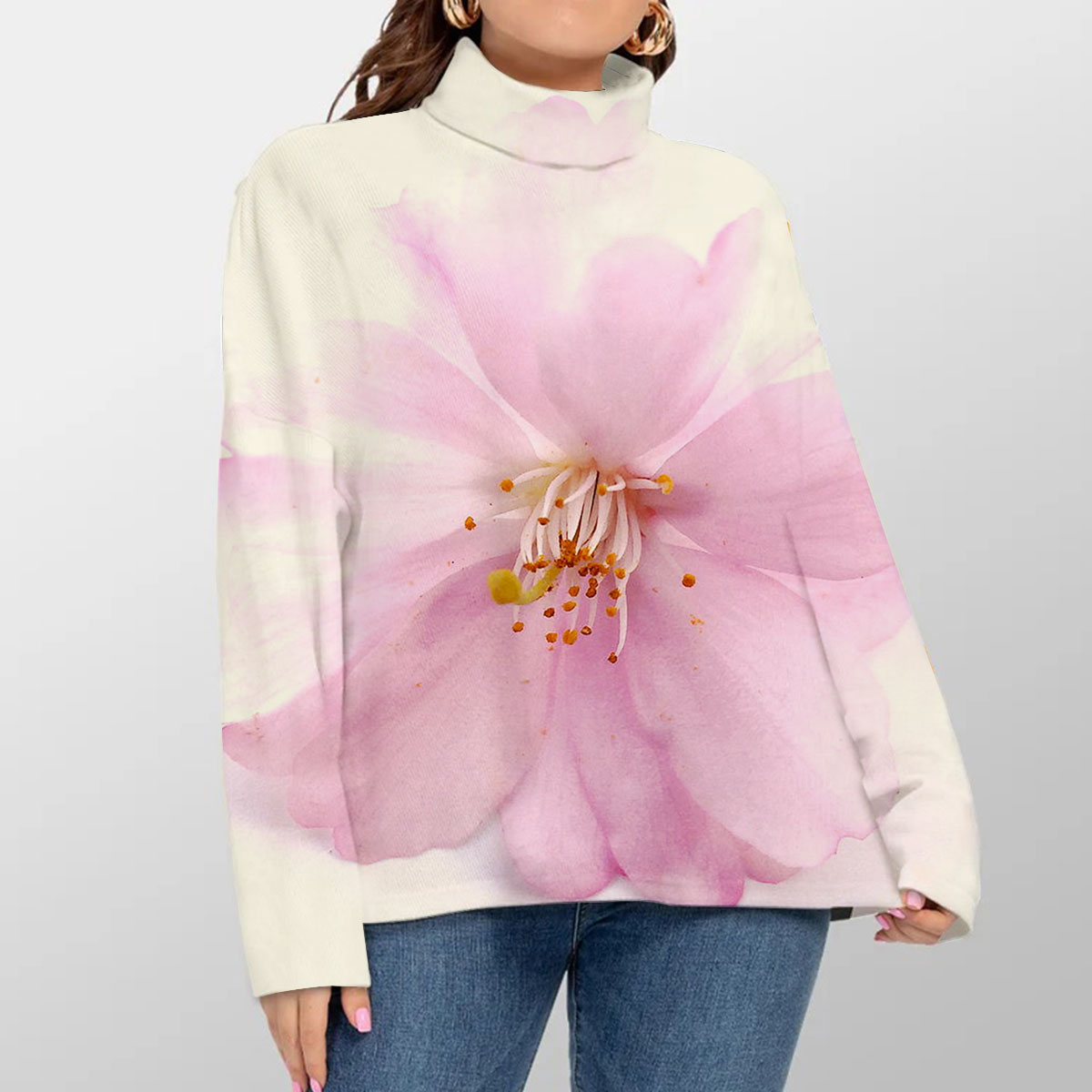 Classic Cheery Blossom Turtleneck Sweater