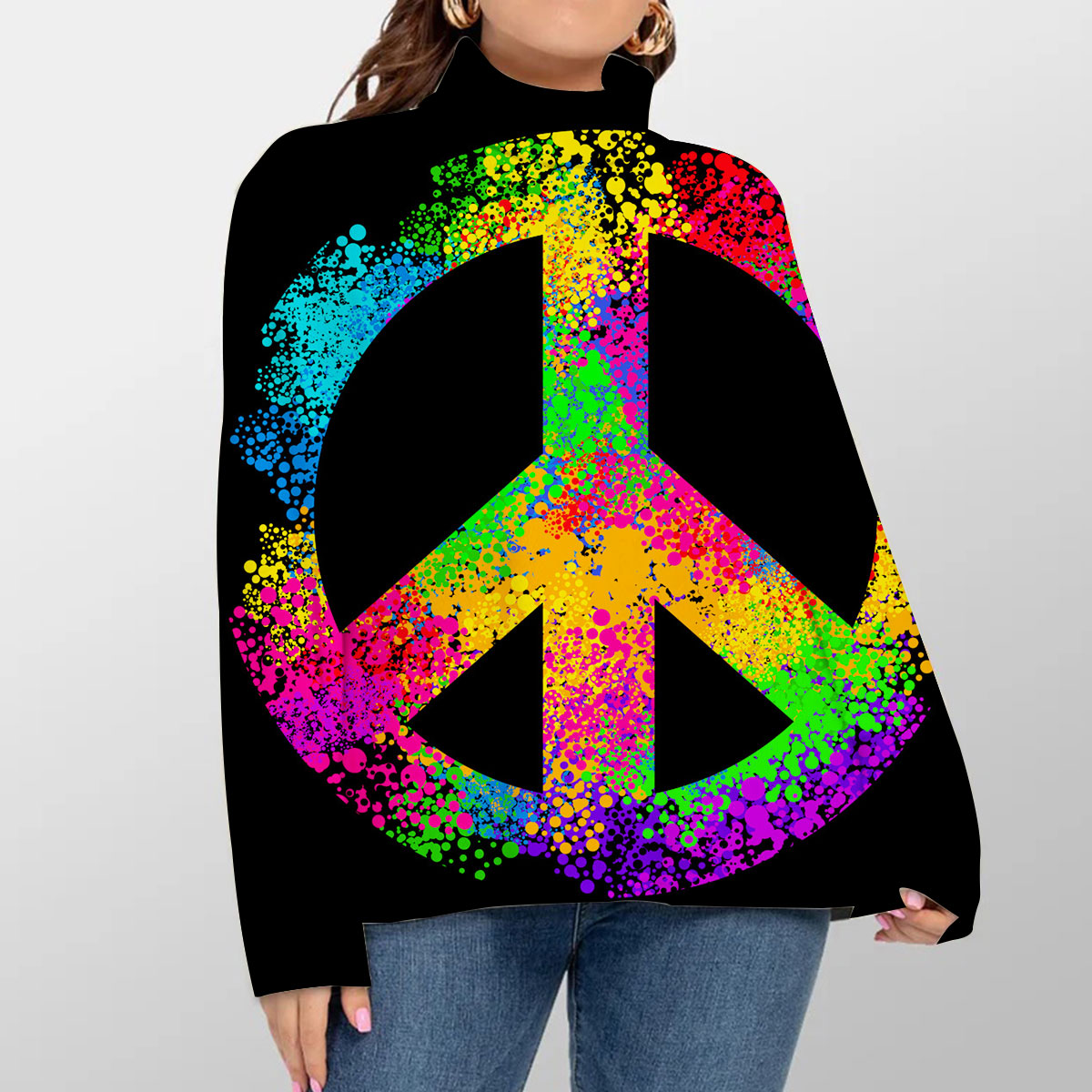 Classic Hippie Peace Turtleneck Sweater