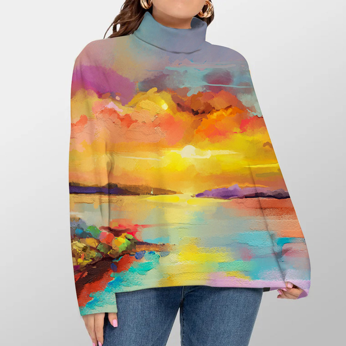 Colorful Beach Turtleneck Sweater