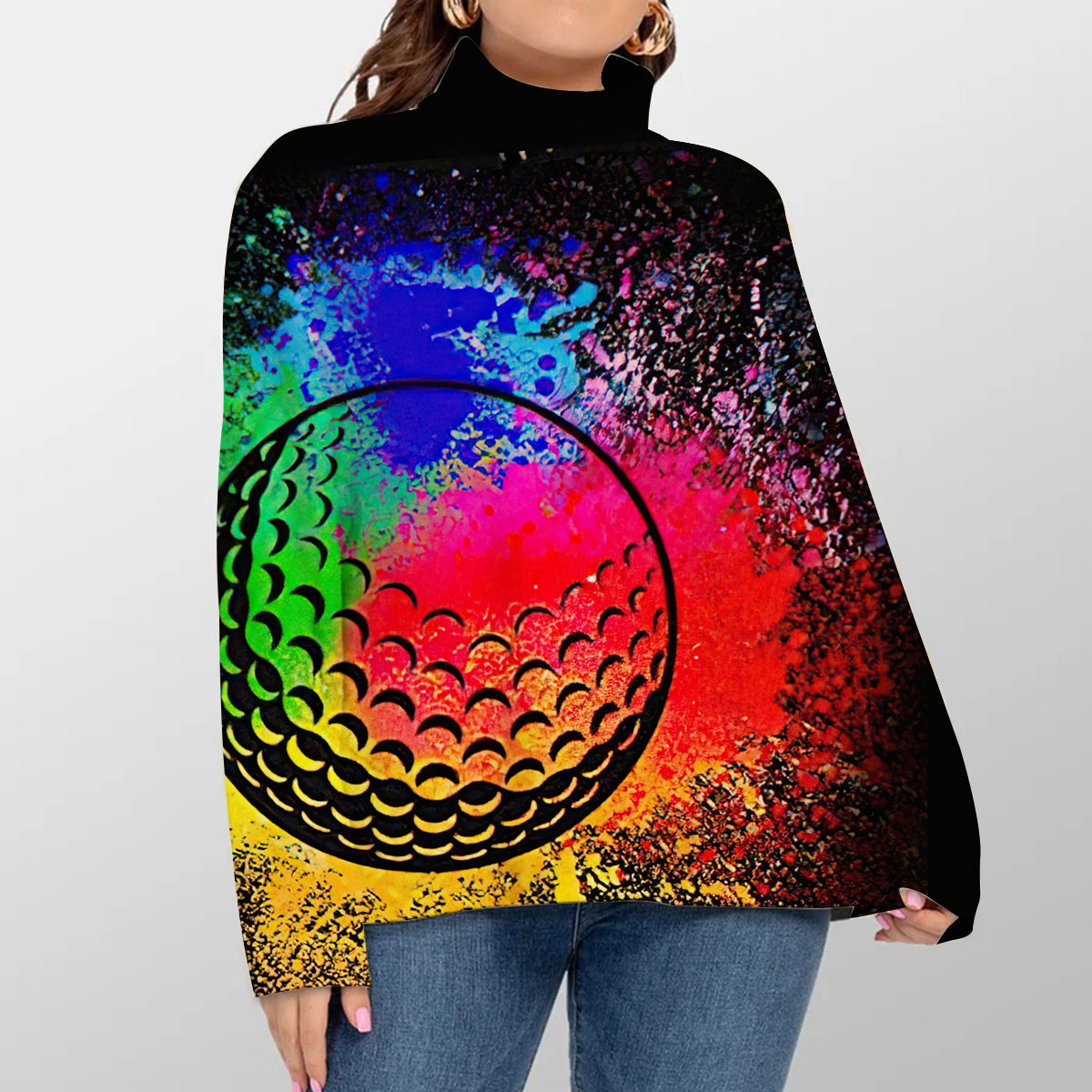 Colorful Golf Turtleneck Sweater