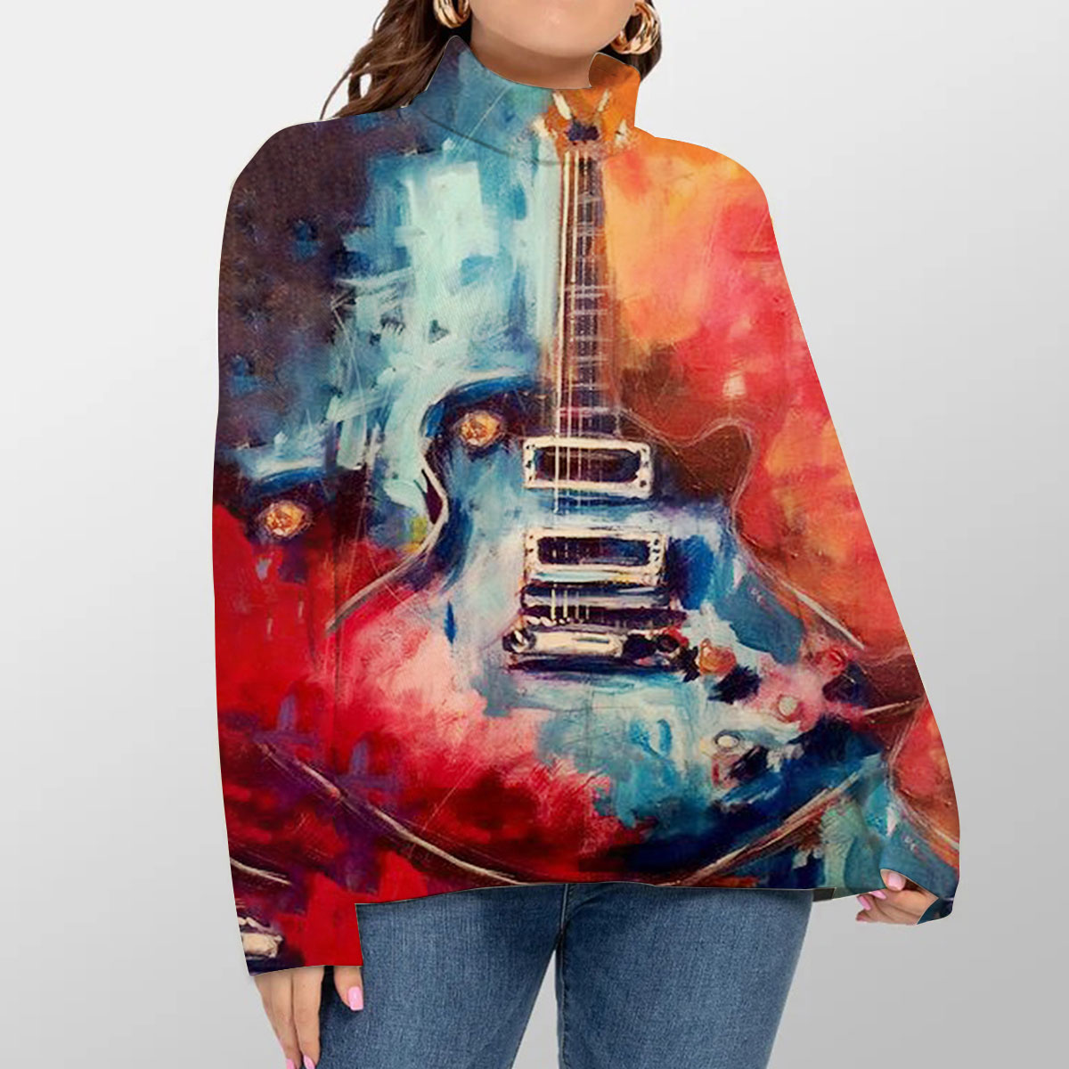 Colorful Guitar Turtleneck Sweater