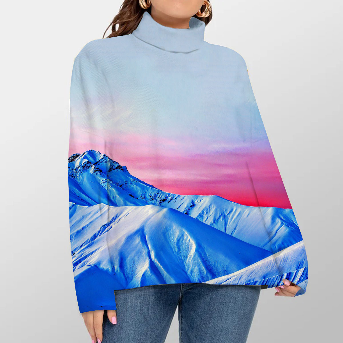 Colorful Mountain Turtleneck Sweater