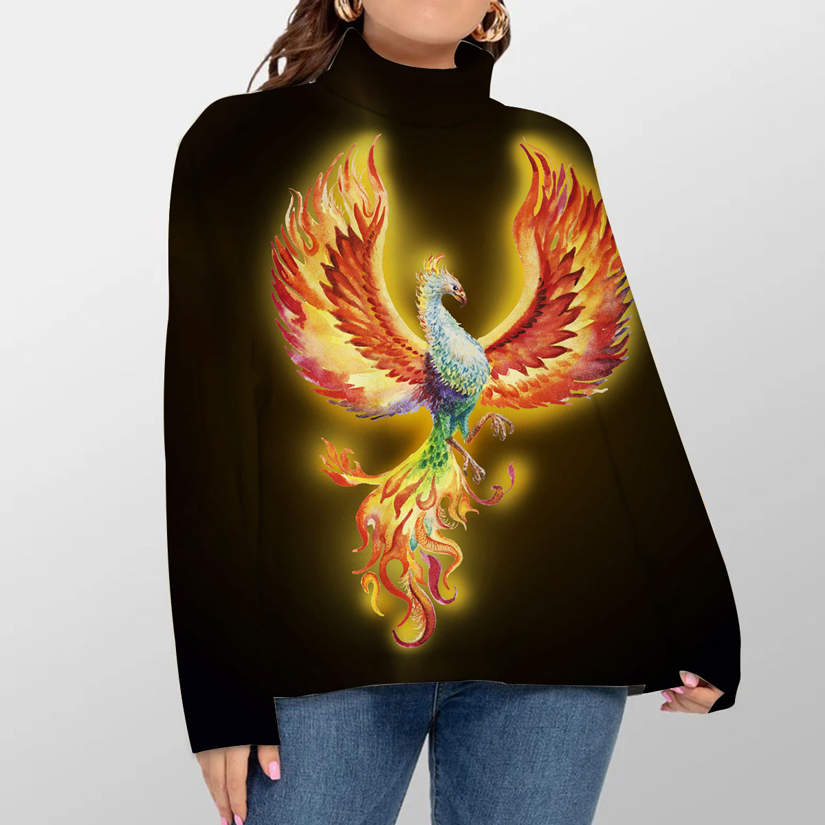 Colorful Phoenix Turtleneck Sweater