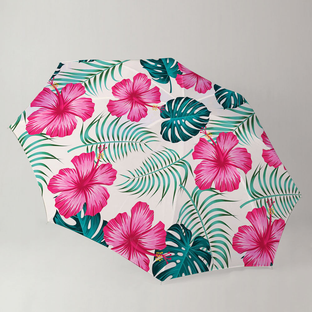 Classic Tropical Pink Hibiscus Umbrella