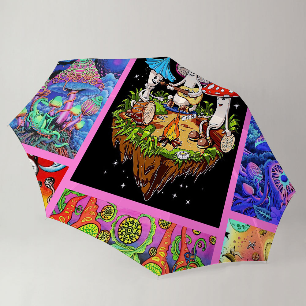 Colorful Hippie Mushroom Umbrella