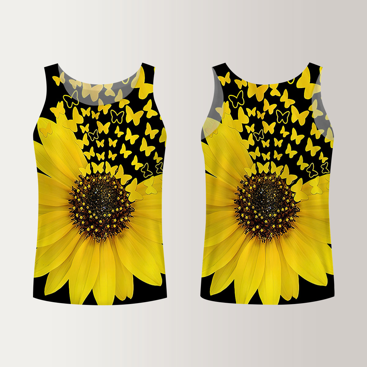 Butterfy And Nature Sunflower Unisex Tank Top